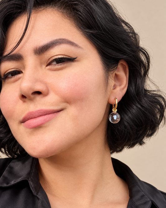 Opal Spheres · Hoop Earrings in Gold