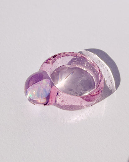 Opal Spherical Dome Rose · Glass Ring