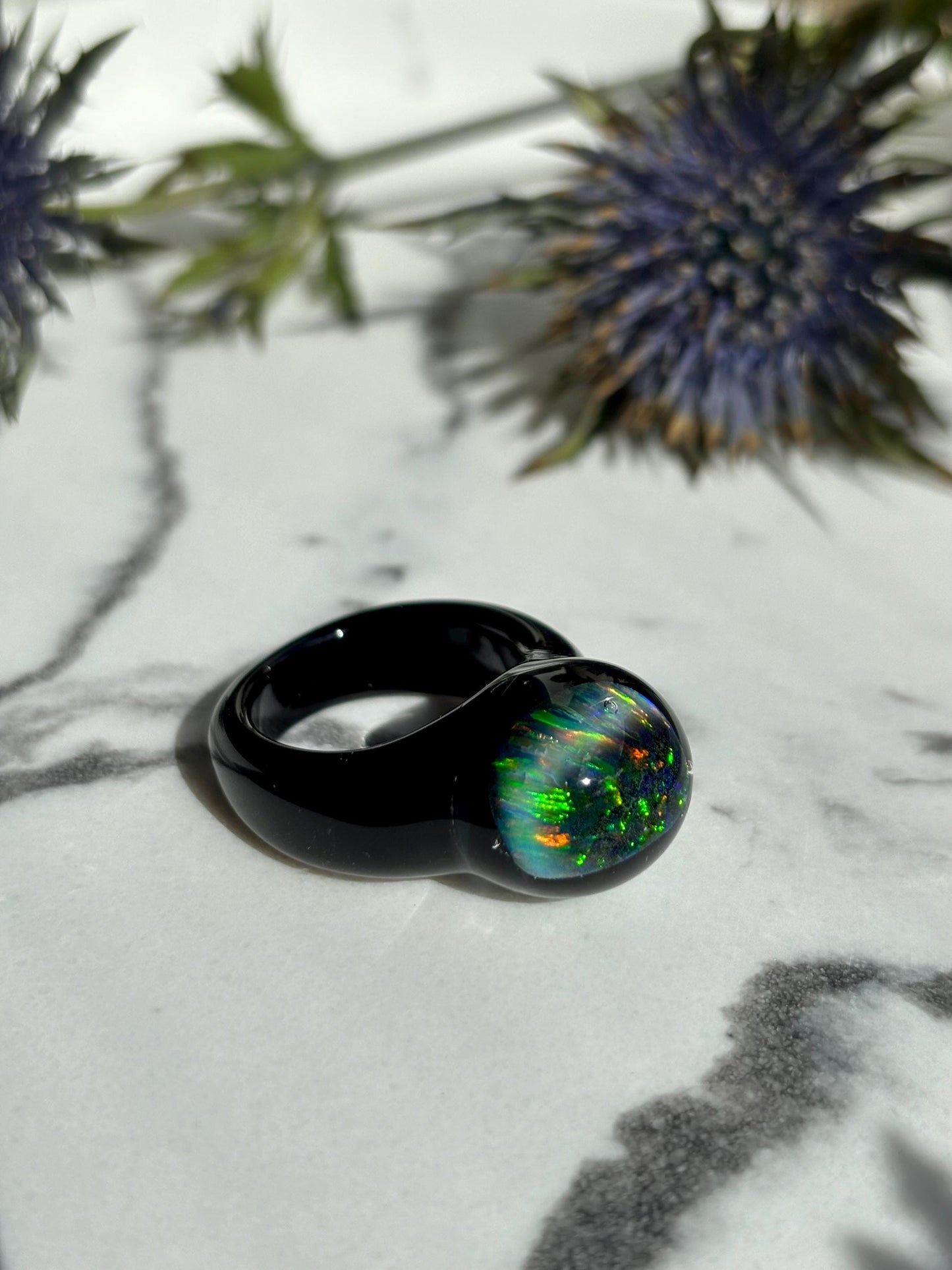 Noir Opal · Glass Ring