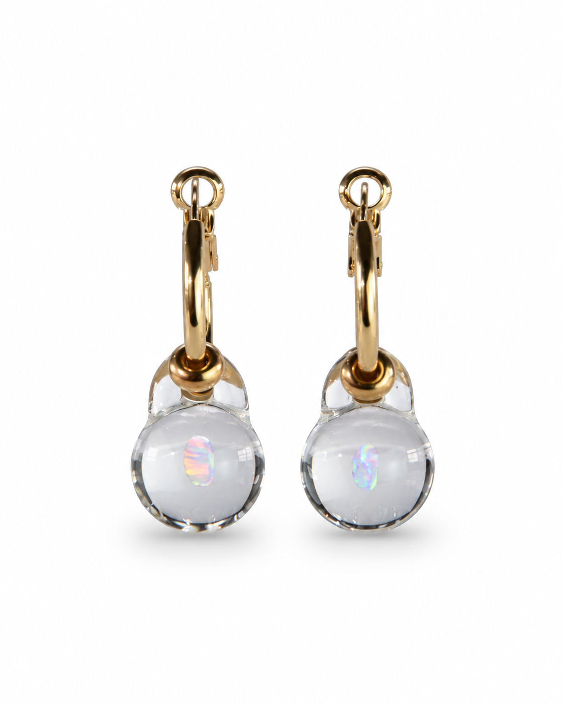 Opal Spheres · Set Hoop Earrings + Pendant Necklace in Gold