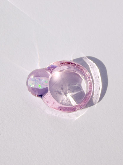 Opal Spherical Dome Rose · Glass Ring