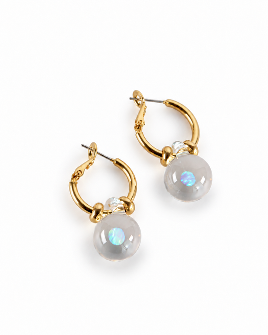 Opal Spheres · Hoop Earrings in Gold