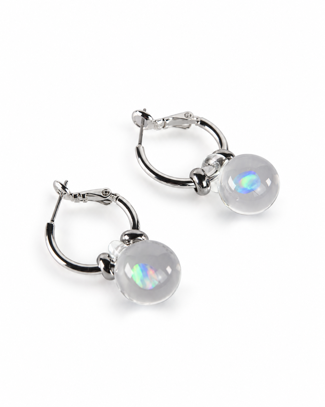 Opal Spheres · Hoop Earrings in Silver