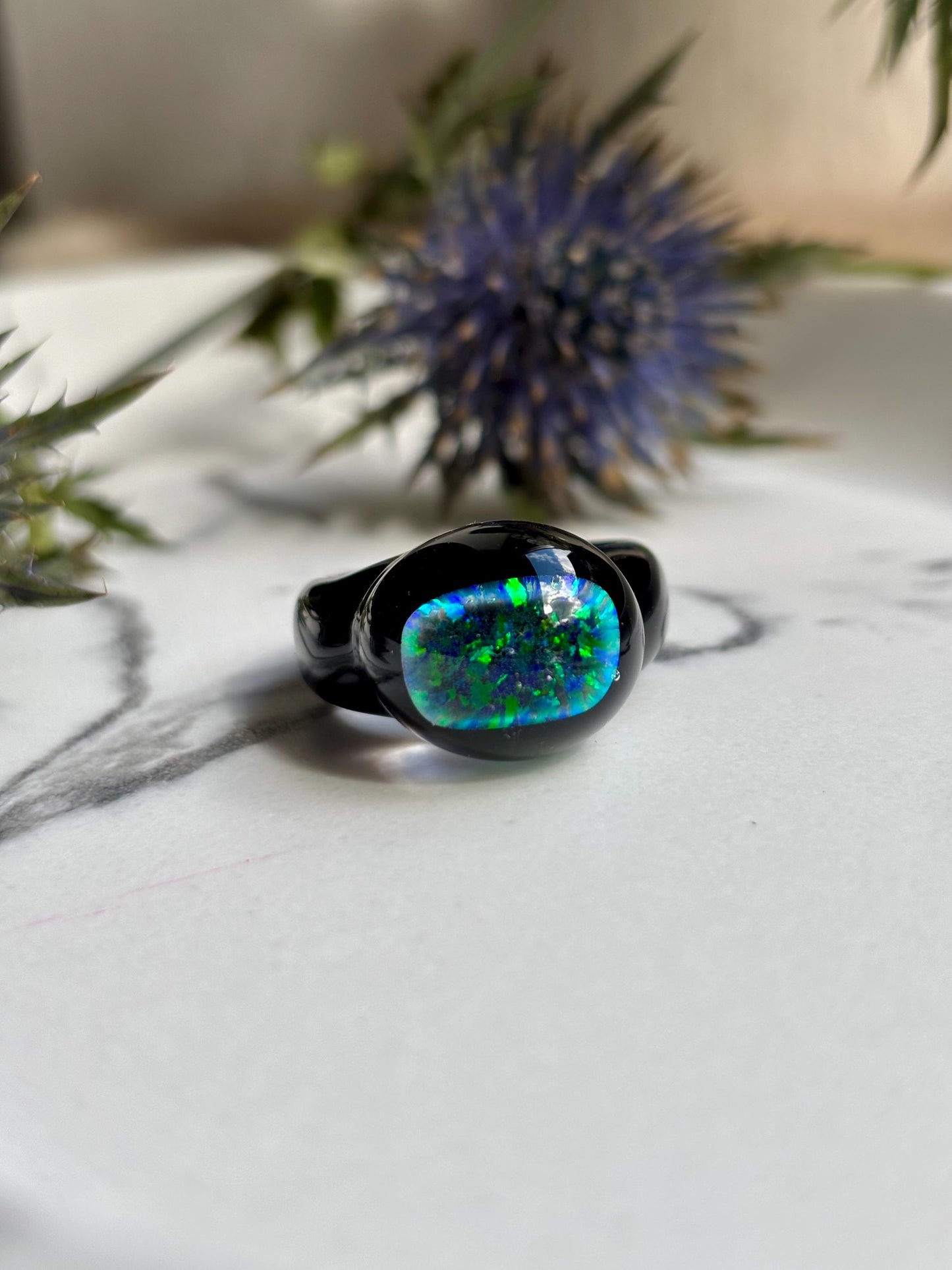 Noir Opal · Glass Ring