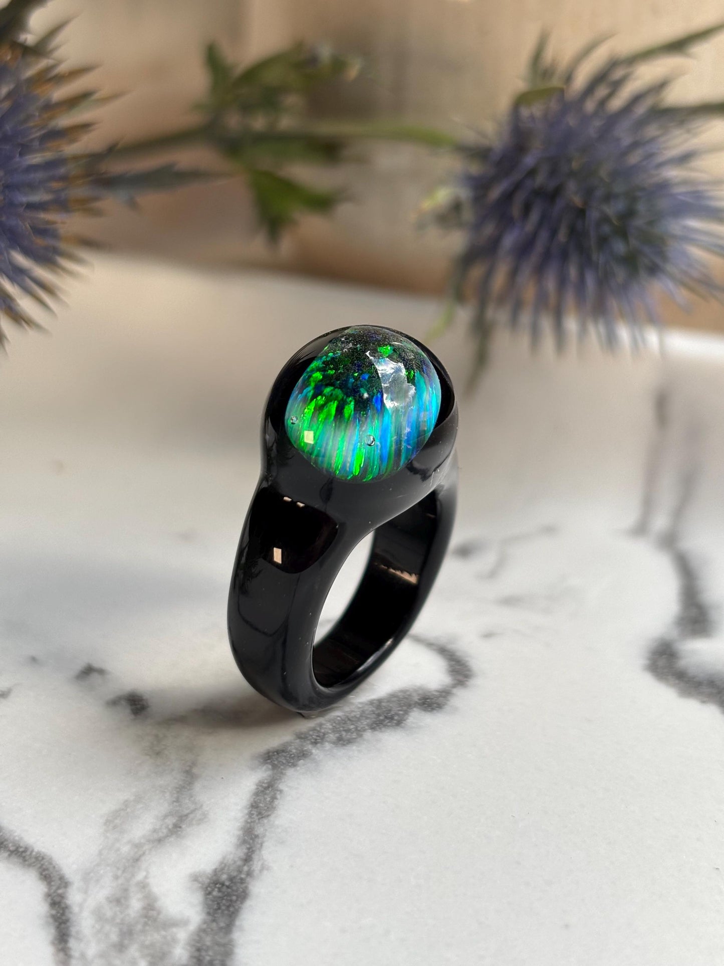 Noir Opal · Glass Ring