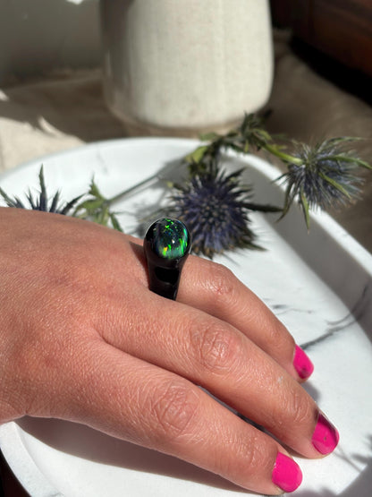 Noir Opal · Glass Ring