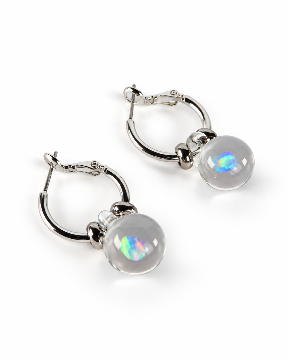 Opal Spheres · Hoop Earrings in Silver