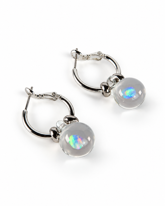 Opal Spheres · Hoop Earrings in Silver