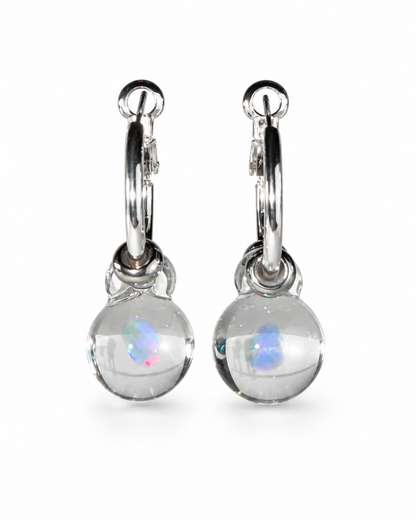 Opal Spheres · Hoop Earrings in Silver