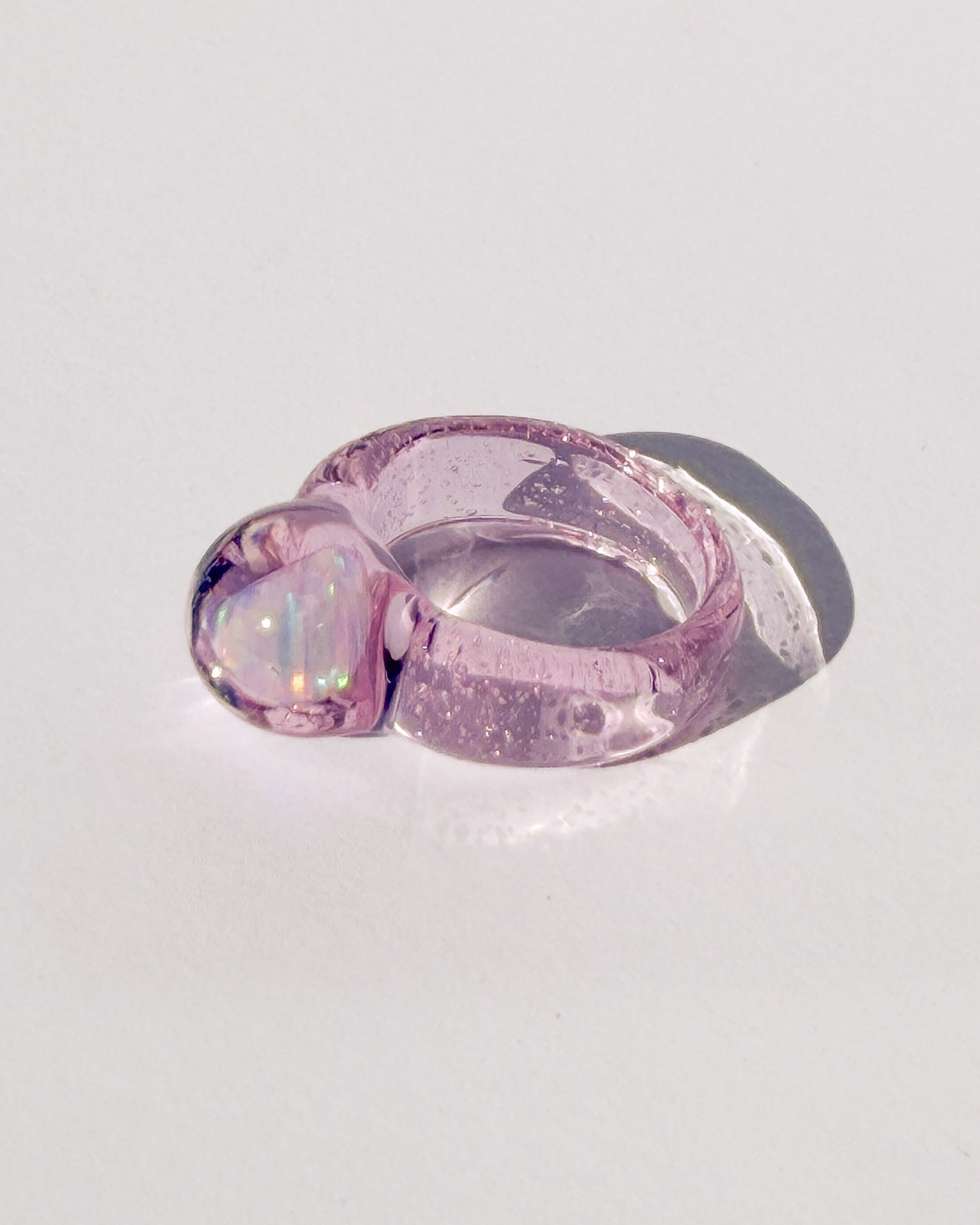 Opal Spherical Dome Rose · Glass Ring